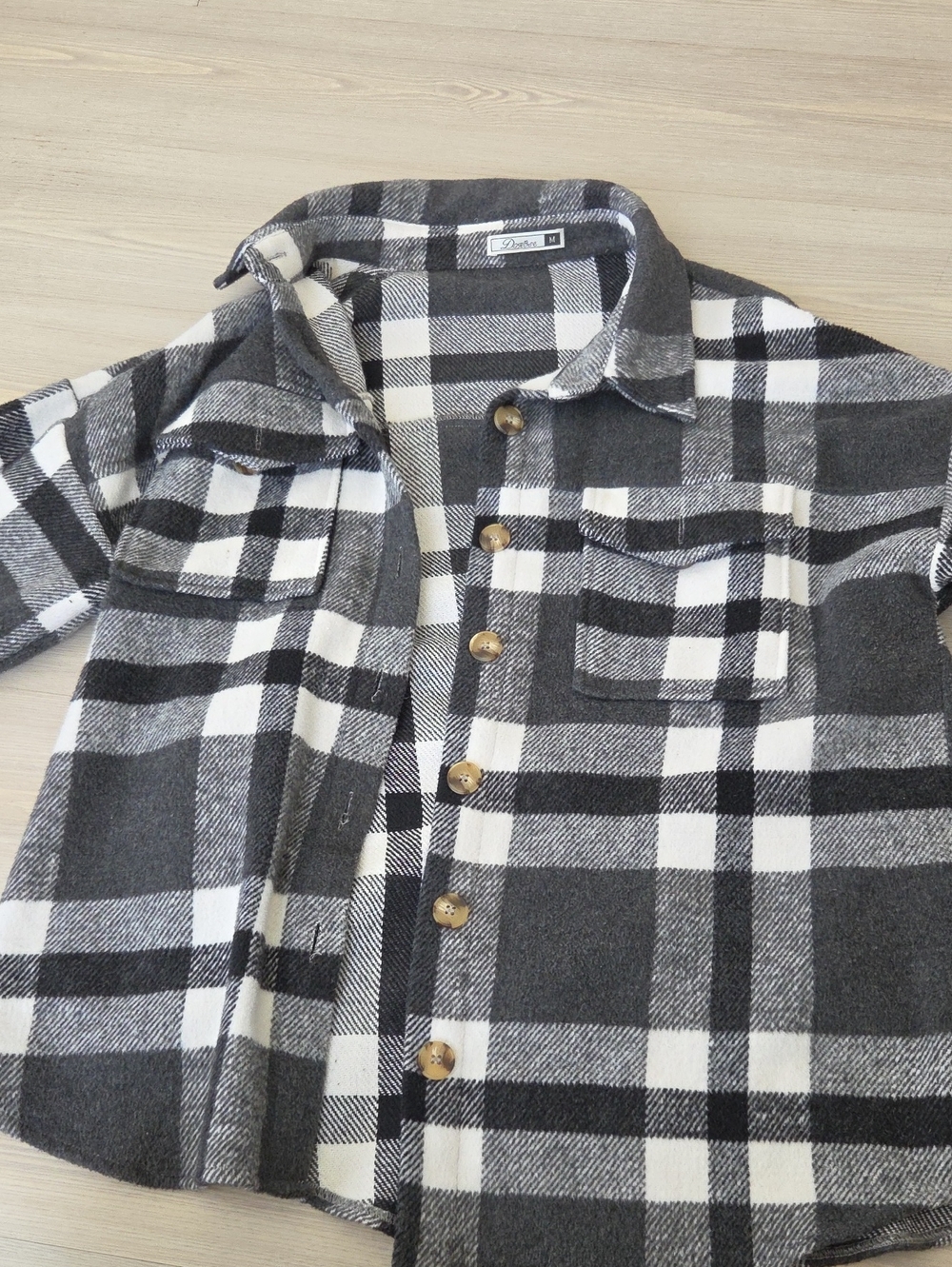 Black and White Plaid Button-Down Shacket